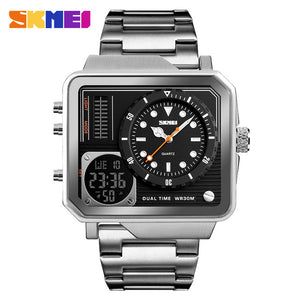 SKMEI Mens Gold Watches Digital Electronic Watch Stainless Steel Watch